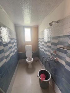 a bathroom with a toilet and a bucket in it at Pemazang Homestay in Sombāri