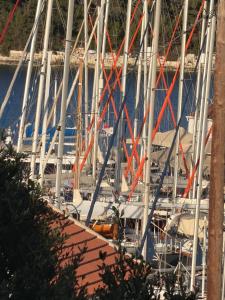 eine Gruppe von Booten, die in einem Hafen vor Anker liegen in der Unterkunft Καμέλια 3 in Fiskardo + 3 Fotos