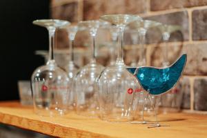 a group of wine glasses sitting on a table at Bluebird Cottage in Roseland +33 photos