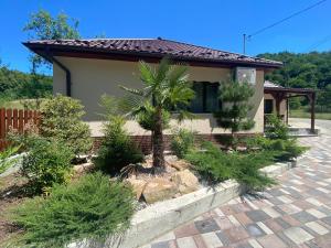 a house with trees and bushes in front of it at CASA CODRILOR - Greencodru liniste si relaxare in Codru
