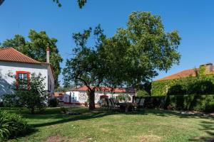 a yard with a table and a tree at Quinta da Torre in Torre