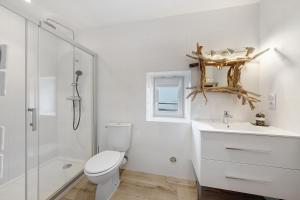 a bathroom with a toilet and a sink and a shower at Ti Illiz in Le Conquet +18 photos