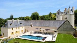 an estate with a swimming pool and a castle at Gîte du Château des Brétignolles - Patrimoine, Piscine & Nature - Près de Chinon in Anché +21 photos