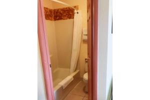 a bathroom with a shower and a toilet at Sunflower Inn Atlantic City Absecon in Galloway +17 photos