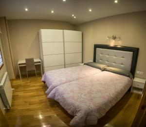 - une chambre avec un grand lit dans l'établissement Apartamento Gure Ganbara, à Estella