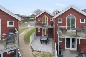an aerial view of a house with a patio at Holiday Apartment With Sea View in Hadsund