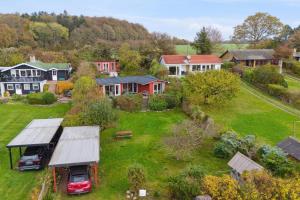 an aerial view of a house with a yard at Holiday Home And Annex Surrounded By Nature in Ebberup