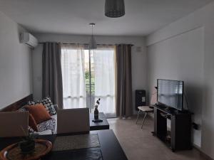 a living room with a couch and a tv at DEPTO 2 Y 62 CON COCHERA PROPIA in La Plata