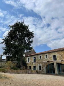 a building with a tree in front of it at Sirona - domaine viticole et chambres d'hôtes in Le Puy-Notre-Dame