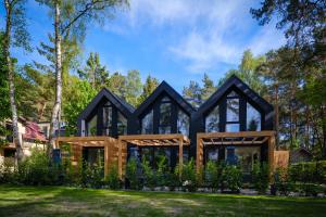 a house with a black roof and windows at ORO Baltic in Pobierowo
