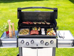 a grill with a bunch of food on it at Ibis Poznan Polnoc in Suchy Las