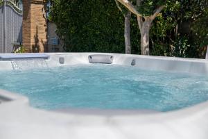 a hot tub with a water fountain at Villa Karina - Luxury Suite, Jacuzzi Pool & Garden Ostia Rome in Lido di Ostia