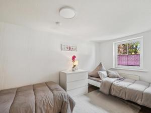 a bedroom with two beds and a window at Modern apartments harz I in Elbingerode