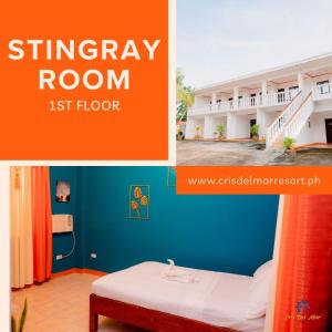a collage of photos of a hotel room with a bedroom at Cris Del Mar Resort in Bolinao