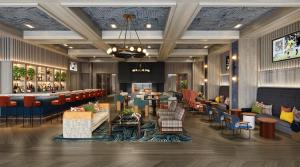 a rendering of a hotel lobby with a bar at Canopy By Hilton Deer Valley in Park City +5 photos