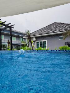 a swimming pool with a ball in the water at Homestay Azkha in Langkawi Islands