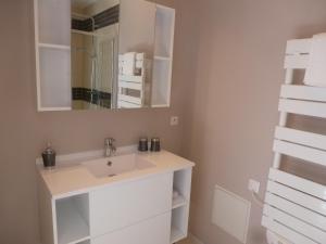 a bathroom with a sink and a mirror at Le Relais des Flâneurs in Thaon