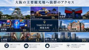 a collage of photos of different cities at TAKUTO STAY SAKAISUJI-HOMMACHI in Osaka