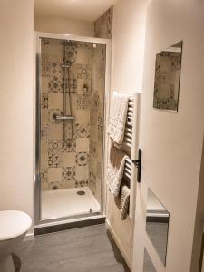 a bathroom with a shower and a toilet at Appartement bien être à Colmar in Colmar