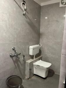 a bathroom with a toilet and a shower at DownTown INN in Manendragarh
