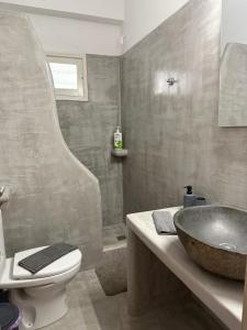 a bathroom with a sink and a toilet at Villa Aphrodite in Koundouros