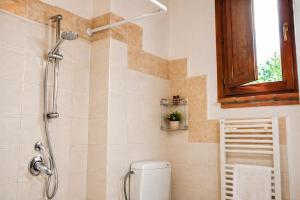 a bathroom with a shower and a toilet and a window at Apartment between Pisa Lucca and Florence in Cascina +34 photos