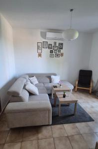 a living room with a couch and a table at Maison T3 Bastia Sud, Casamozza in Monte