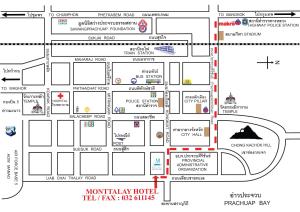 a map of the mountahanuthai hotel at Mont Talay Hotel in Prachuap Khiri Khan