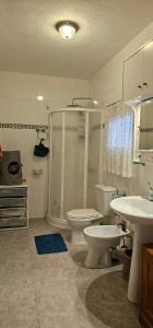 a bathroom with a shower and a toilet and a sink at Casa Rural Villa Arcadia in Corvera +12 photos