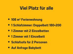 a yellow screen with the words vli plate fur allele at Ferienwohnung Anemone - 4 Zimmer mit Bergblick & Alpenflair in Germaringen