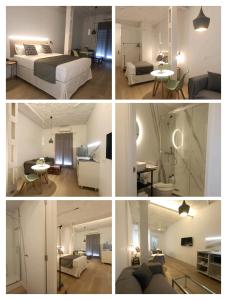 a collage of photos of a bedroom and a living room at "El Rincón de Sevilla 3" A 9 min en metro del centro de Sevilla in San Juan de Aznalfarache