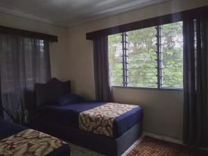 a bedroom with two beds and a window at Yaubula Bed and Breakfast Homestay in Nadi