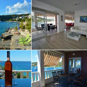 a collage of photos of a house with a view of the ocean at Apartmani Babić in Sevid