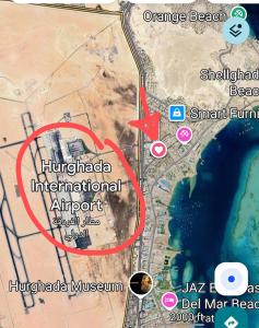 a map of hirafu international airport at CoCo Nest Cozy Modern Studio Near Mamsha Beach & Airport in Hurghada +9 photos