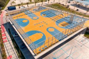 an overhead view of a basketball court on a building at SeaSide Haven in Split