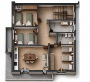 a rendering of a floor plan of a house at LatinaStreet Apartament in Riccione