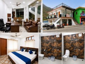 a collage of photos of a bedroom and a house at Bluemoon Stay in Uttarkāshi