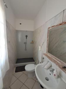 a bathroom with a toilet and a sink and a mirror at Vilas Praia de Chaves SEA VIEW sol y mar in Rabil +45 photos
