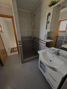 a bathroom with a sink and a shower at Vlasic Odmor - Villa Krajina II in Vlasic +33 photos
