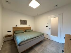a bedroom with a bed and a skylight at Black Diamond Apartments in Kobylnice