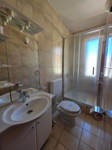 a bathroom with a sink and a toilet and a shower at Villa Palčić in Novalja +46 photos