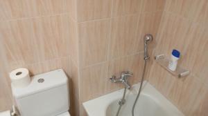 a bathroom with a white toilet and a shower at Aguda Mar - V N Gaia in Aguda