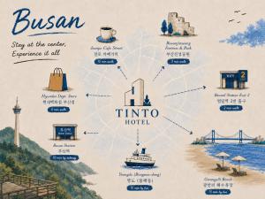 a map of the cities of boston and triton hotel at Tinto Hotel Busan Station in Busan +19 photos
