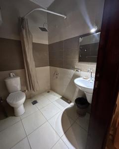a bathroom with a toilet and a sink at Pyramids Road Guest House in Cairo