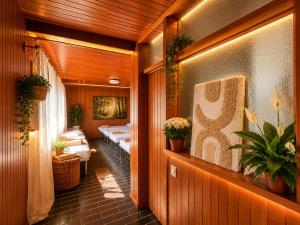 a hallway of a house with a living room at Shared rooms BOC in Brunate