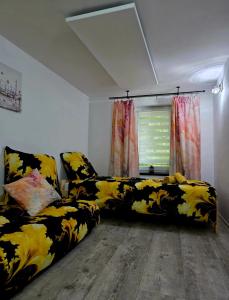 a living room with a couch and a window at Apartament Rosa in Rydułtowy