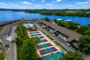 an aerial view of a resort with a lake at Poolside Retreat at Kimberling Crossing in Kimberling City