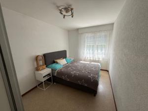 a small bedroom with a bed and a window at Cosy Place in Monthey