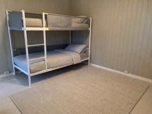 a room with two bunk beds and a rug at Best place to live in Trondheim