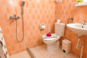 a bathroom with a toilet and a sink and a shower at Revival rooms in Nikiana